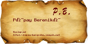 Pápay Bereniké névjegykártya